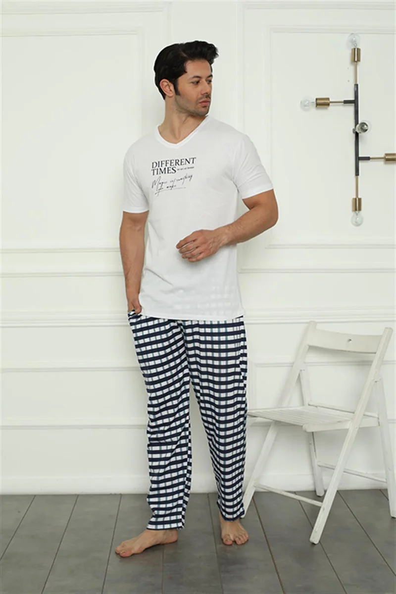 اكبينيز Men's Combed Cotton Pajama Set 6831