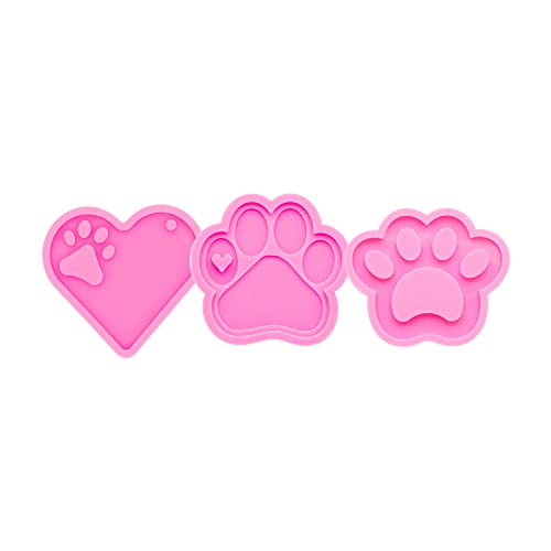 AMZTOART 3pc Glossy Resin Silicone Paw Print Molds DIY Making Keychain, Heart with Paw Cutout Epoxy Mold with 10PC Key Ring(DY0129+DY0292+DY0404) - Image 4
