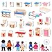 Sumind Wooden Dollhouse Furniture Set with Family Figures Dolls 43 Pcs Imaginative Play Accessories for Kids Fits Most 112 Dollhouses 1inch Scale Birthday AfricanAmerican Dolls - Image 4