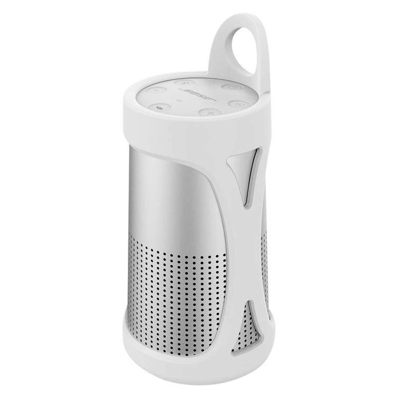 Geekria Geekria Silicone Speaker Case Cover, Compatible with Bose SoundLink Revolve Case, Protective Waterproof Soft Skin, Replacement Bluetooth Speakers Travel Carrying Case with Keychain Hook (White)  - Image 2
