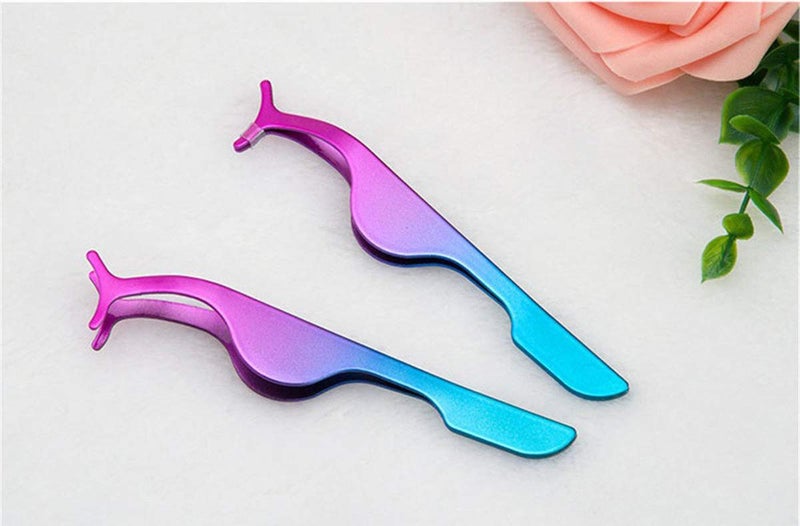 EIAKE False Eyelashes Applicator Tool Eyelash Extension Tweezers Remover Clip Tweezers Nipper (Two Tone Color) - Image 5