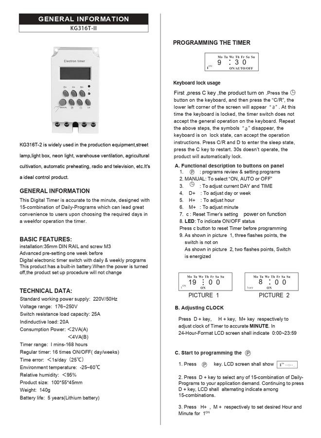 Maxwell T3 Digital Electronic Timer Switch 220V 25Amp DIN Rail Programmable with LCD Display Clock - Image 5