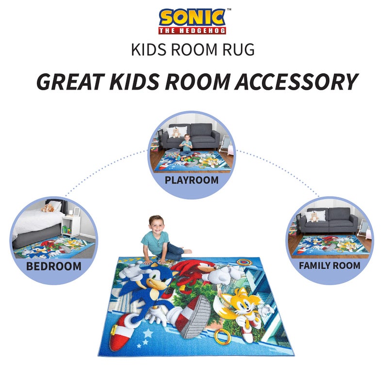 Franco Kids Room Non Slip Area Rug, 69 in x 52 in, Sonic The Hedgehog - Image 3