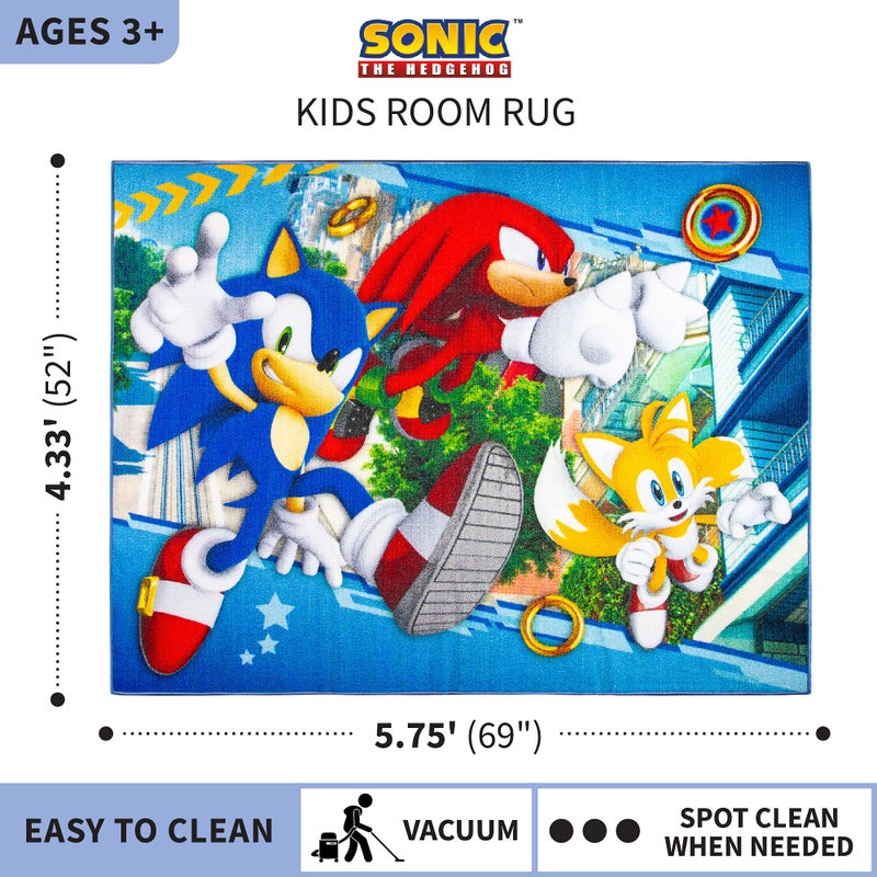 Franco Kids Room Non Slip Area Rug, 69 in x 52 in, Sonic The Hedgehog - Image 5