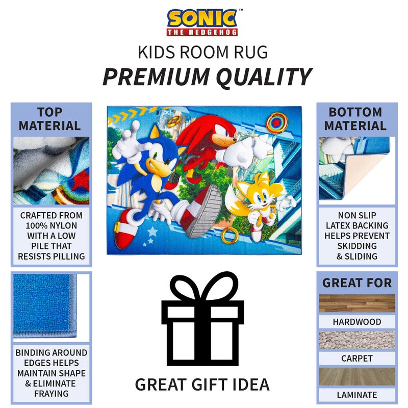 Franco Kids Room Non Slip Area Rug, 69 in x 52 in, Sonic The Hedgehog - Image 4