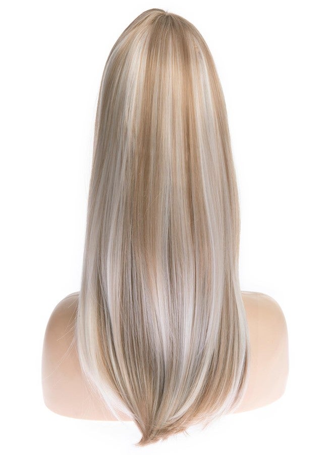Dsimeig Long Blonde Wigs for Women Natural Straight Blonde Wig with Bangs,Synthetic Hair Wig for Daily Party Use - Image 4