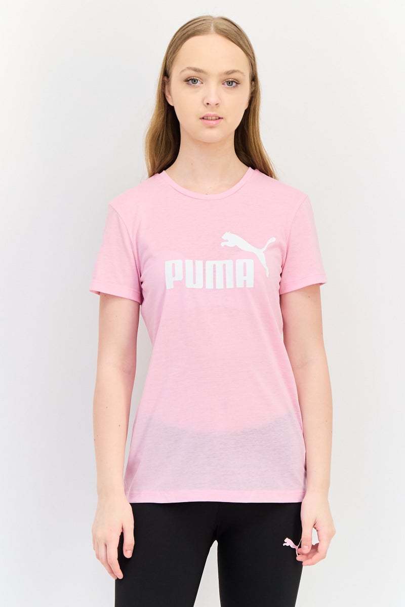 PUMA Women Sportswear Fit Brand Logo Short Sleeves Outdoor T-Shirt, Pink - Image 1