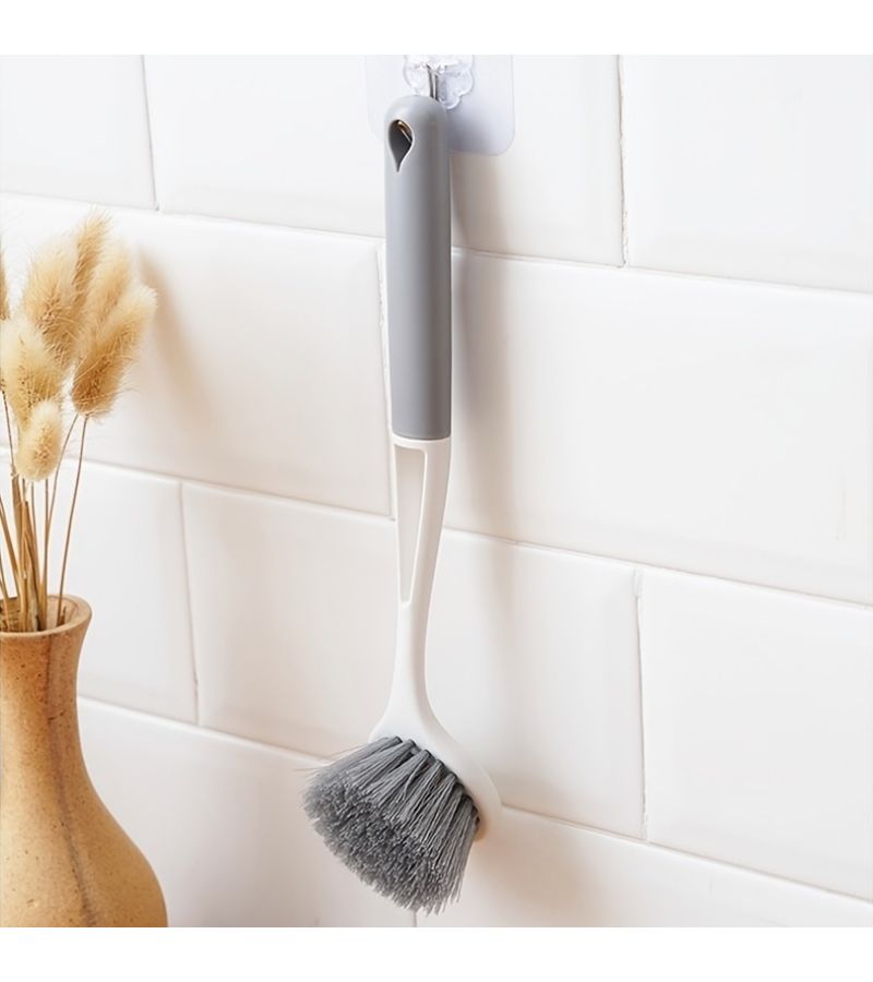 Grey 5 Piece Long Handle Pot Dishwashing Brush Set For Stove Sink Cleaning - Image 4