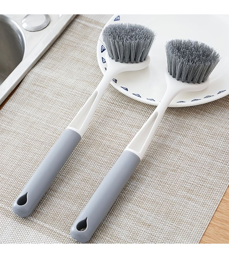 Grey 5 Piece Long Handle Pot Dishwashing Brush Set For Stove Sink Cleaning - Image 2