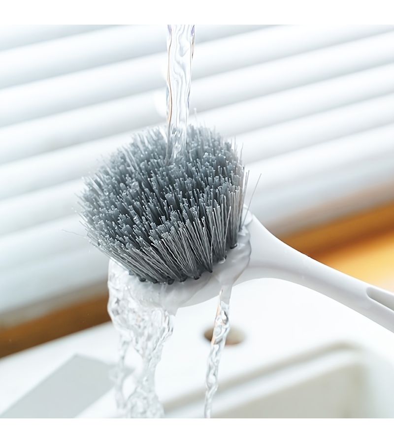 Grey 5 Piece Long Handle Pot Dishwashing Brush Set For Stove Sink Cleaning - Image 3