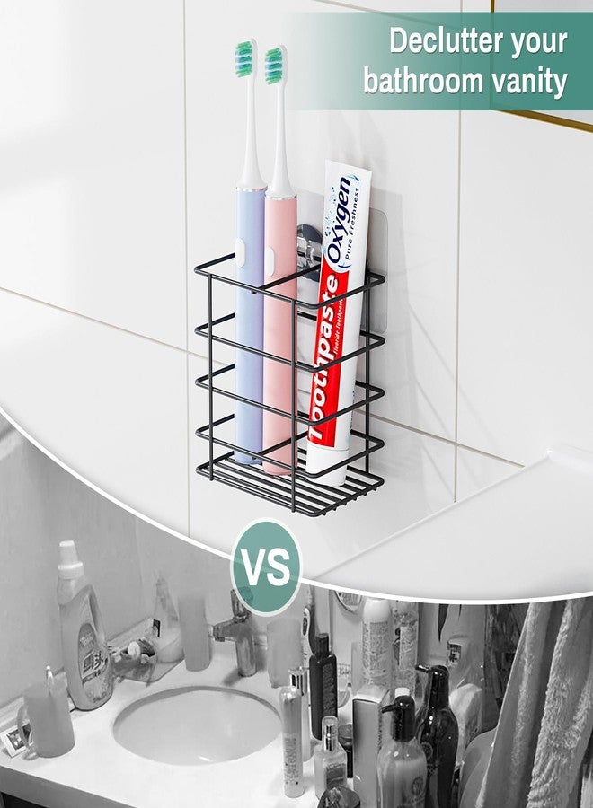 Oasiteege Shower Toothbrush Holder Wall Mounted, Adhesive Toothpaste Organizer for Bathroom Wall, Hanging Tooth Brush Holder Caddy with Drainage, Black RV Camper Bathroom Organizers and Storage - Image 2