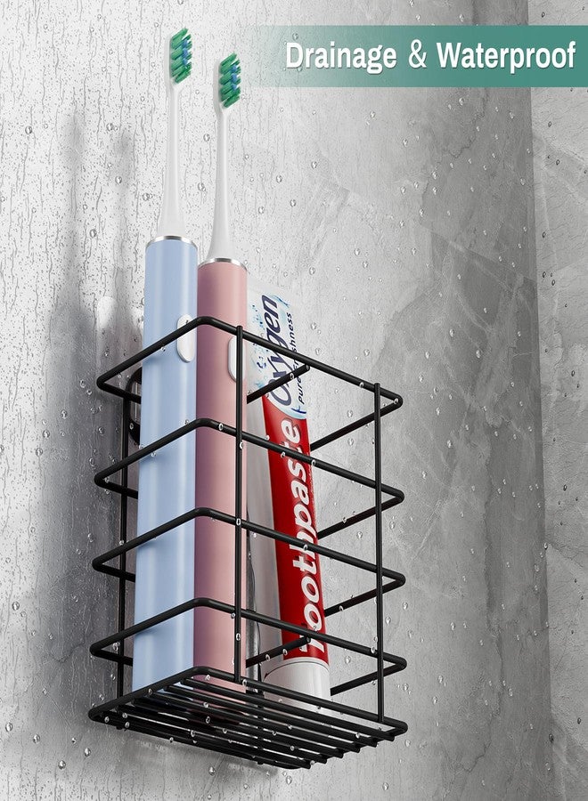 Oasiteege Shower Toothbrush Holder Wall Mounted, Adhesive Toothpaste Organizer for Bathroom Wall, Hanging Tooth Brush Holder Caddy with Drainage, Black RV Camper Bathroom Organizers and Storage - Image 4