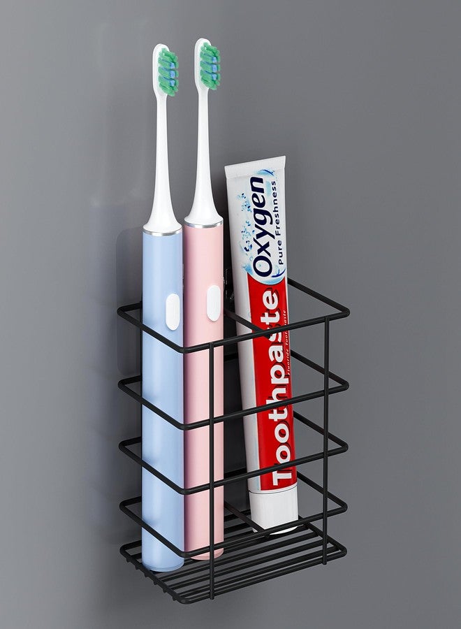 Oasiteege Shower Toothbrush Holder Wall Mounted, Adhesive Toothpaste Organizer for Bathroom Wall, Hanging Tooth Brush Holder Caddy with Drainage, Black RV Camper Bathroom Organizers and Storage - Image 1