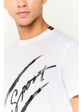 Plein Sport Men Sportswear Fit Short Sleeve Outdoor T-Shirt, White/Black  - Image 3
