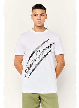 Plein Sport Men Sportswear Fit Short Sleeve Outdoor T-Shirt, White/Black  - Image 1