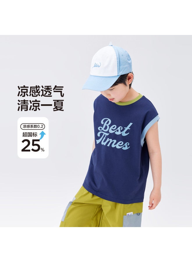Zuoxi Men's Sleeveless T-shirt For Boys, Color Block Design, 2025 New Summer Stylish Top For Big Kids - Image 4