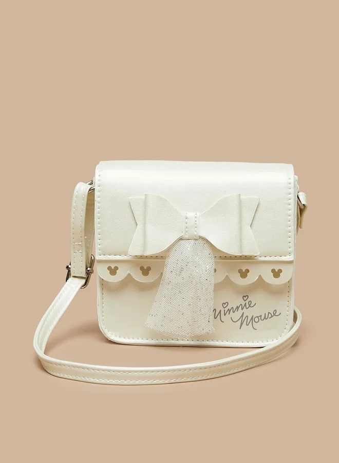 ديزني Girls Disney Solid Crossbody Bag with Adjustable Strap and Bow Detail