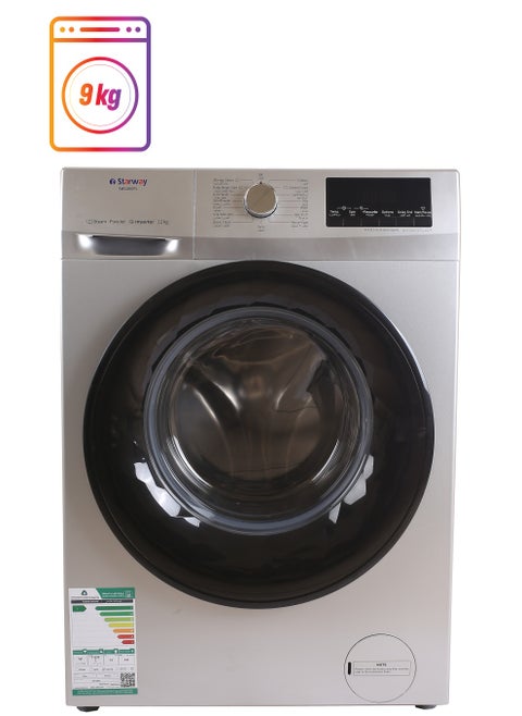 Starway 9 Kilo Front Load Automatic Washing Machine, 15 Programs, Noiseless, A+++ Energy Saving High Quality. Silver