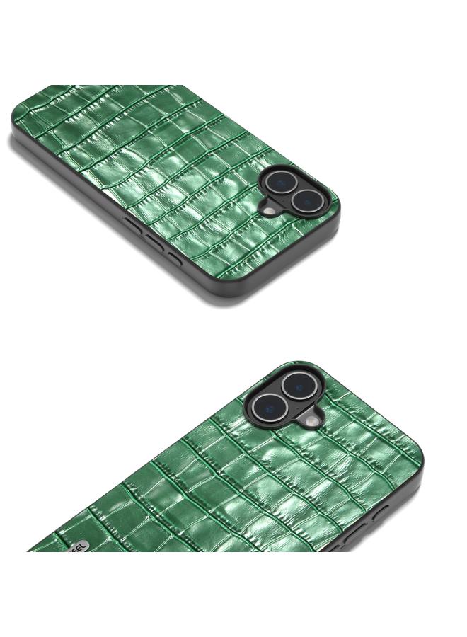 اس-توب جراب هاتف من الجلد الطبيعي بتصميم جلد التمساح من ABEEL لهاتف iPhone 16 - Image 3