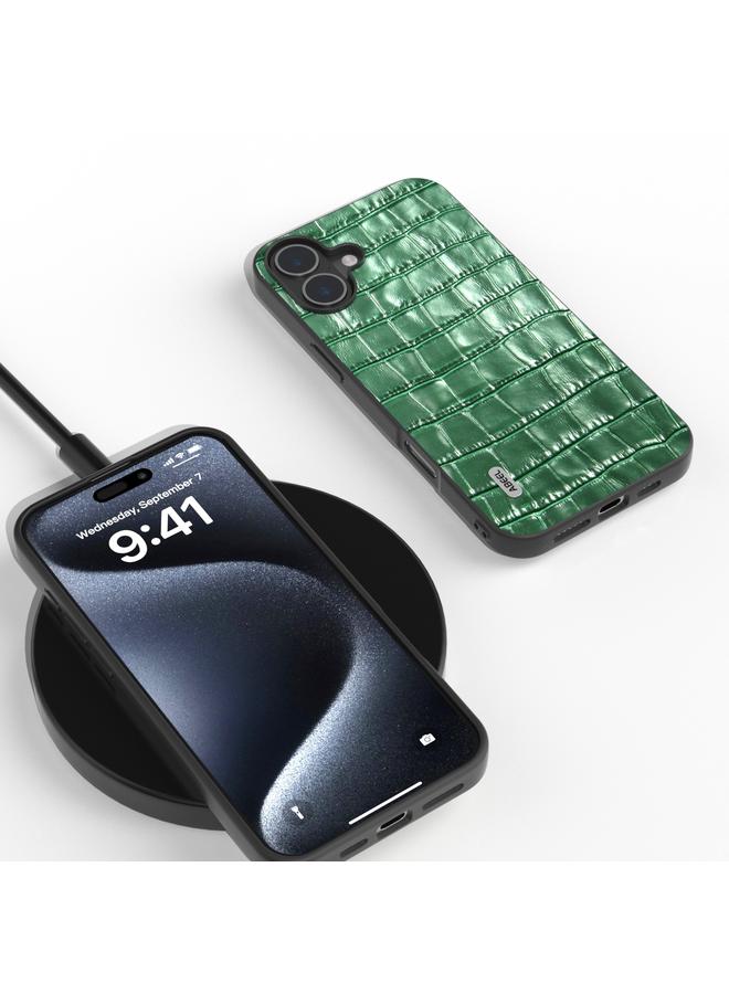 اس-توب جراب هاتف من الجلد الطبيعي بتصميم جلد التمساح من ABEEL لهاتف iPhone 16 - Image 2