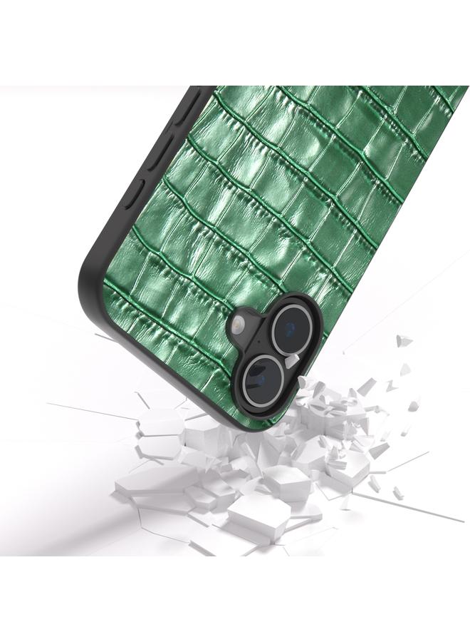 اس-توب جراب هاتف من الجلد الطبيعي بتصميم جلد التمساح من ABEEL لهاتف iPhone 16 - Image 4