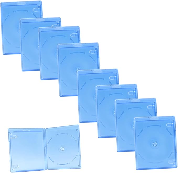 Transparent DVD CD Storage Cases 15 Pack Portable Lightweight Disc Holder Blue - Image 1