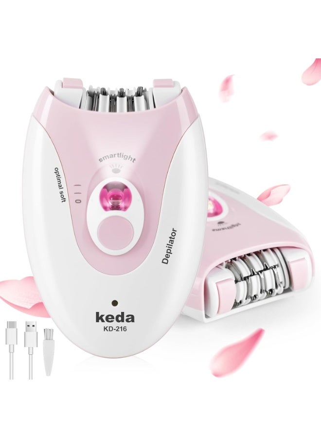 Keda Epilator for Women, Epilators with LED Light, Dual Speed Hair Removal Device, Facial Hair Removal Women, Cordless, Epilators Hair Removal Rechargeable, for Epilator Bikini, Face, Arm, Legs, Armpits - Image 2