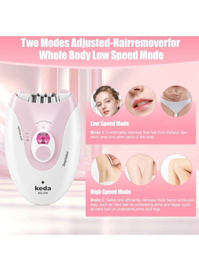 Keda Epilator for Women, Epilators with LED Light, Dual Speed Hair Removal Device, Facial Hair Removal Women, Cordless, Epilators Hair Removal Rechargeable, for Epilator Bikini, Face, Arm, Legs, Armpits - Image 4