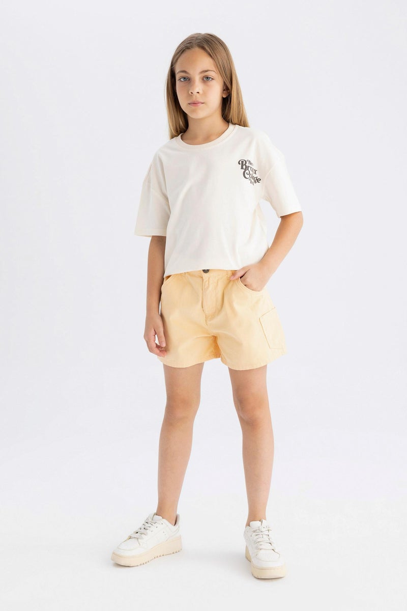 DeFacto Yellow Girl Girl Cotton Shorts Casual - Image 2
