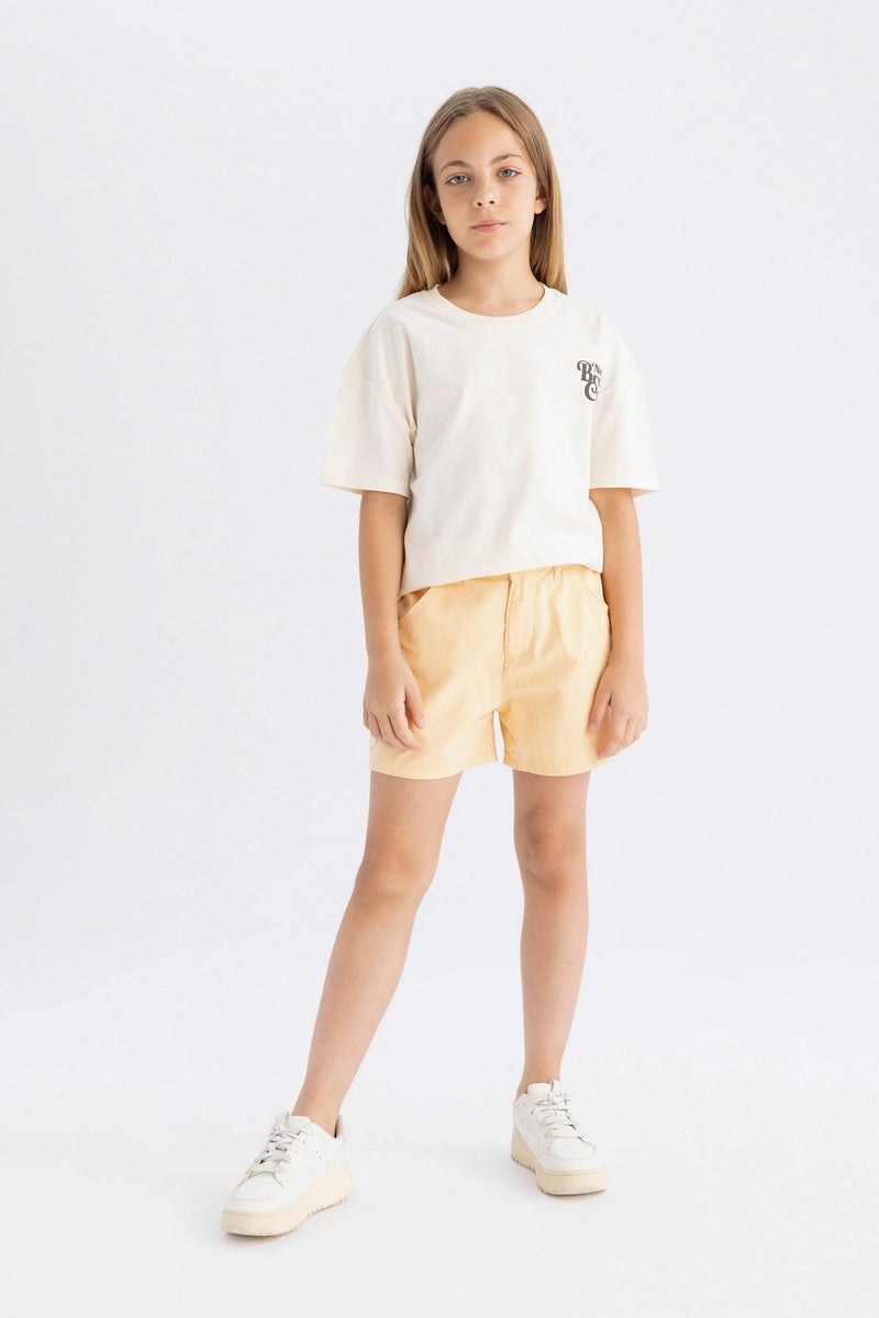DeFacto Yellow Girl Girl Cotton Shorts Casual - Image 1