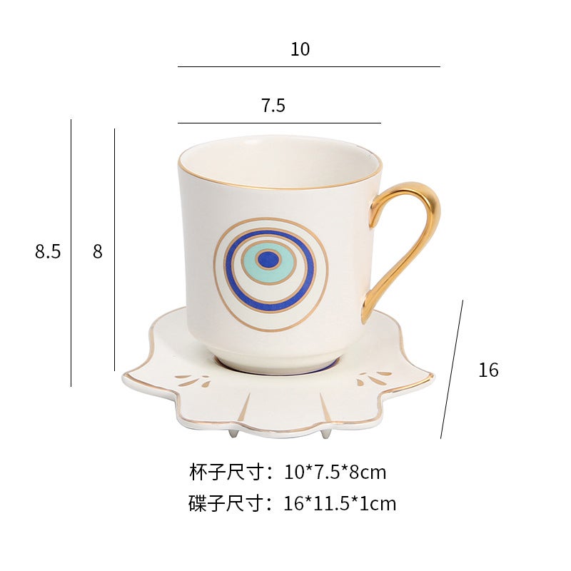 Turkish INS Style Ceramic Cup Set for Afternoon TeaEye B White (Palm dish) Eye B White (Palm dish)