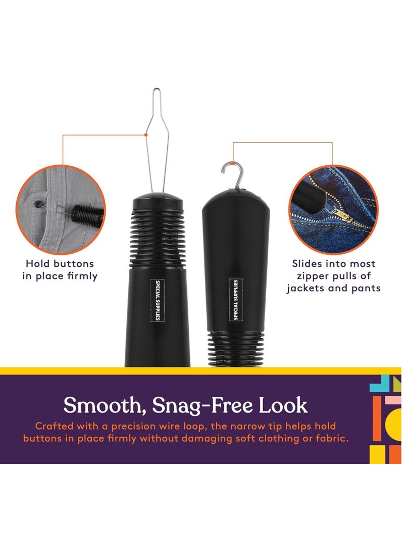 Button Hook and Zipper Pull, One-Handed Dressing Aid, Button Assist Device for Seniors, Arthritis & Handicapped, Easy Buttoning Tool for Women with Long Nails or Post-Manicure, Clothes Dressing Helper for Limited Dexterity