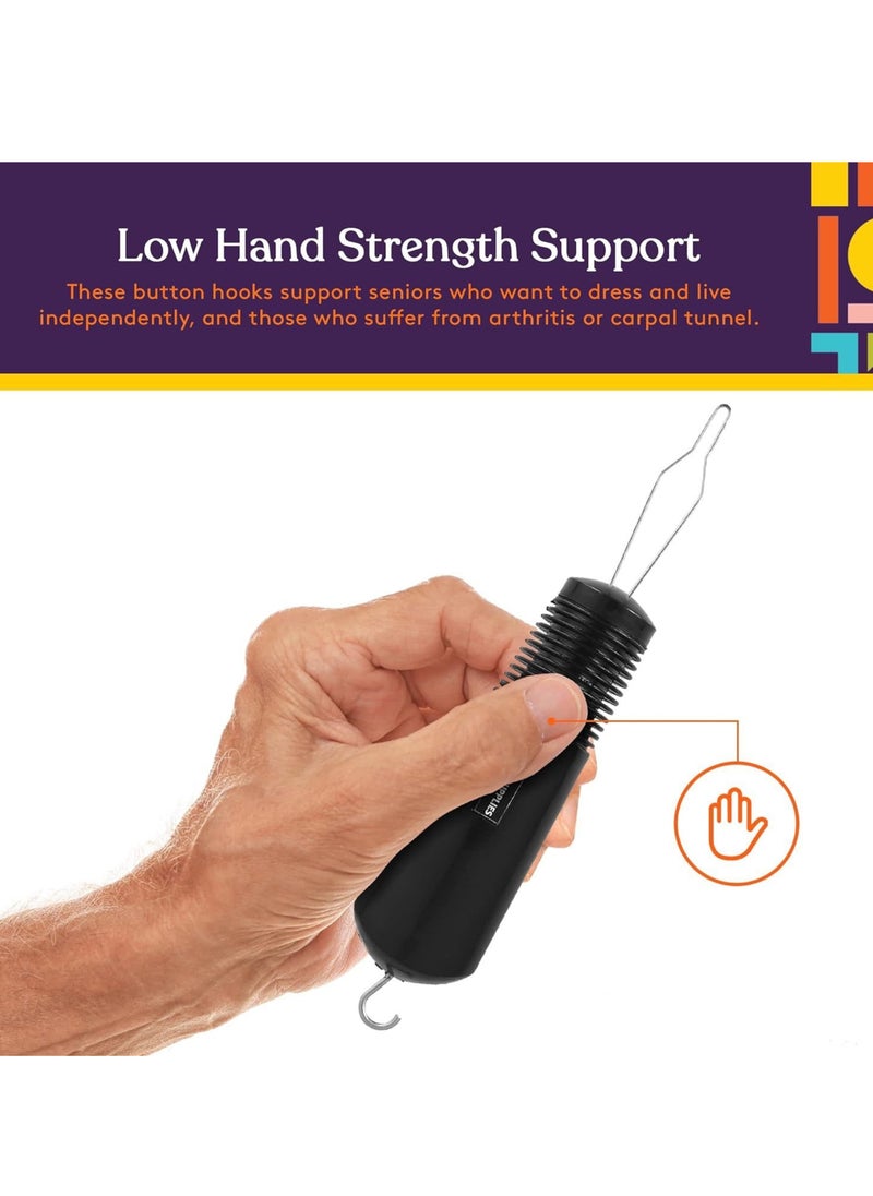 Button Hook and Zipper Pull, One-Handed Dressing Aid, Button Assist Device for Seniors, Arthritis & Handicapped, Easy Buttoning Tool for Women with Long Nails or Post-Manicure, Clothes Dressing Helper for Limited Dexterity