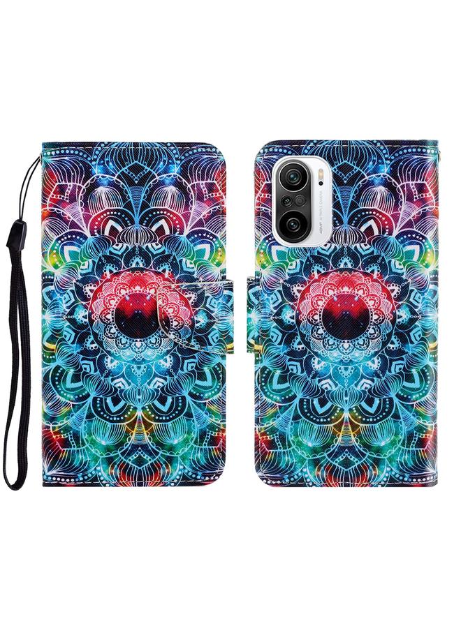 Case For Xiaomi Redmi K40 3D Colored Drawing Horizontal Flip Leather Phone Case