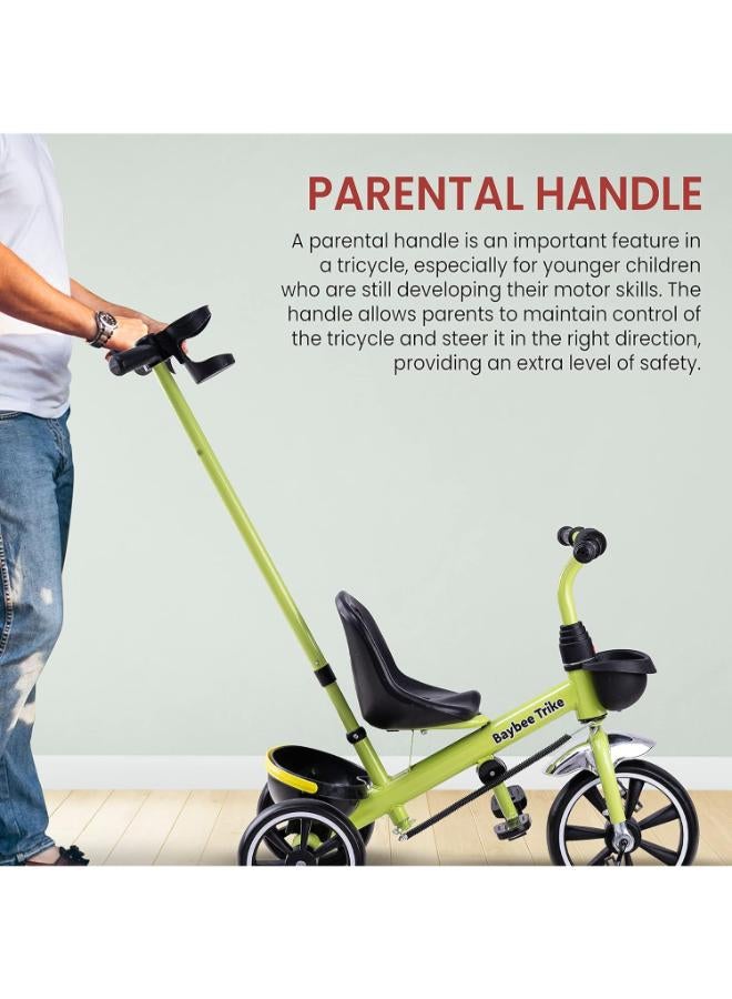 BAYBEE Smart Plug & Play Baby Tricycle with Parental Handle & Storage – Hero Green - Image 4
