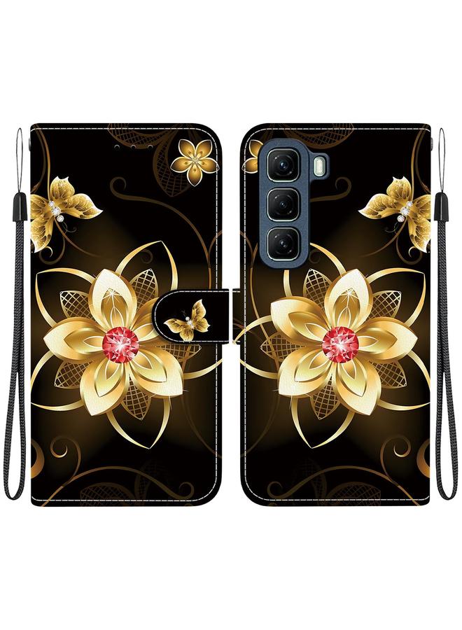 اس-توب جراب لهاتف Infinix Hot 50 5G مصنوع من الجلد برسومات ملونة وملمس كريستالي - Image 1