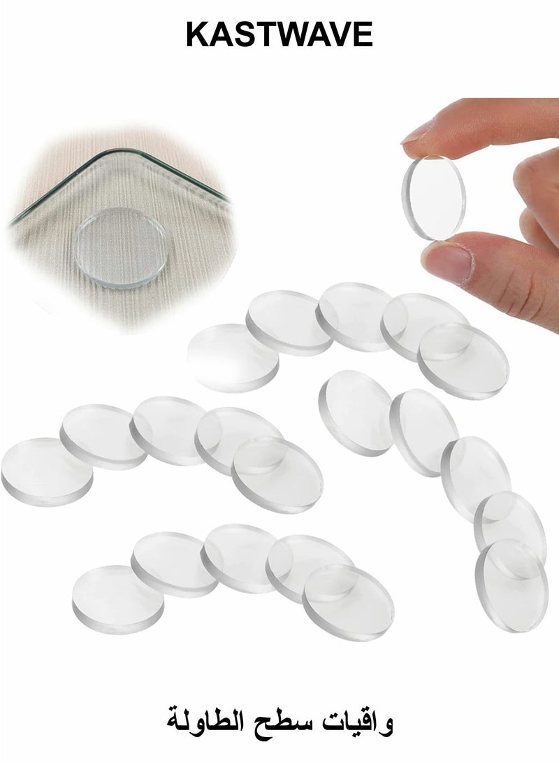 KASTWAVE Clear Glass Table Top Bumper Non-Adhesive Pads, Glass Table Top Spacer Transparent Round Silicone Door Handle Bumper for Doorknobs/Desk/Cabinets/Drawers/Furniture(20 Pcs, 25 x 3 mm) - Image 1