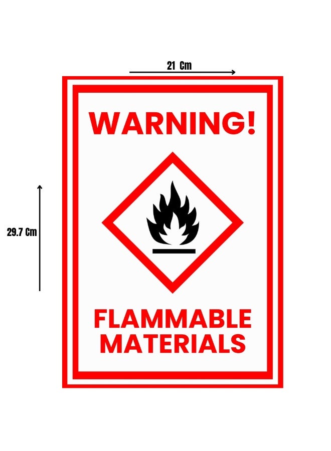 Safety Warning Flammable Material Area Sticker A4 Size with Matt Lamination - Image 1