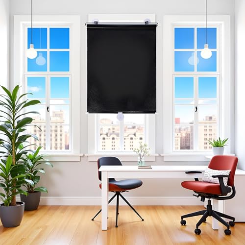 PEWHAUL 2-Pack Auto-Retractable Window Shades,Suction Window Roller Shade, UV/Heat Blocking Roller Shade, No-Drill Easy Install for Home,Office (23x49 Inches) - Image 5