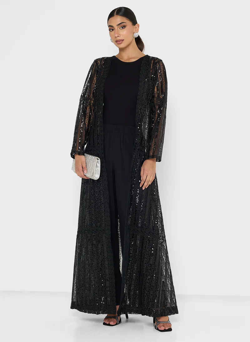 Golden Apple Sequin Detailed Long Jacket