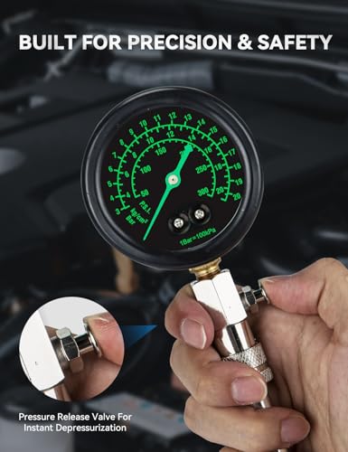 AUTOWN Professional Compression Tester Kit with Fluorescent Gauge – 300 PSI Triple-Scale, 2 Spark Plug Testers, 13-Piece Set for Car, Truck, ATV & Small Gas Engines - Image 5