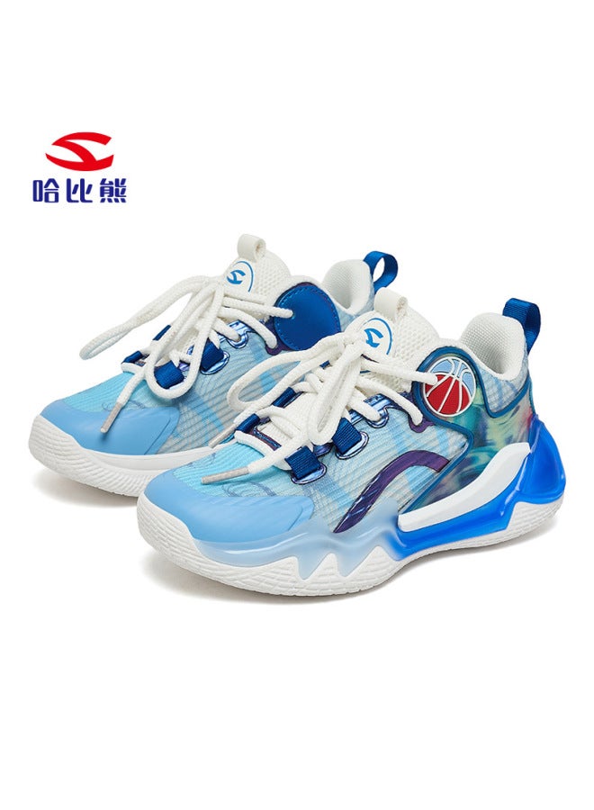 Habibie Double Net Spring And Autumn Boys Basketball Shoes Lace-up Sneaker Wear-resistant Breathable Big Children's Running Shoes Outlet