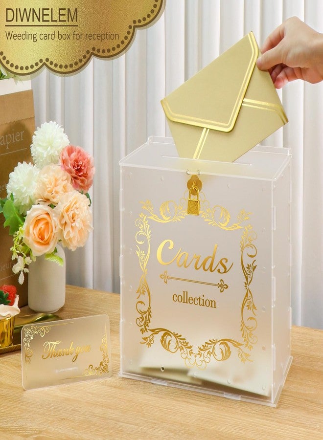 DIWNELEM Acrylic Wedding Card Box with Lock String Light Frosted Large Card Box for Wedding Letter Box Envelope Box Acrylic Gift Card Box Money Box for Party Birthday Reception - Image 3