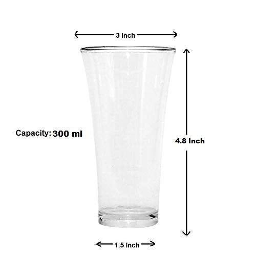 Urmila Plastic® Polycarbonate Pilsner Drinking Glasses for Water Juice for Dining Table Home Kitchen Party Restaurant 300 ml Set of 24 Transparent - Image 4