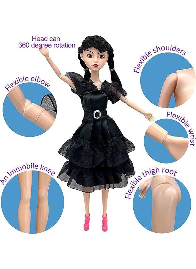 NIBEMINENT - Wednesday Addams Dolls, 11.5 inch Dolls, Black Lip, Black Shoes, Made to Move Dolls,Birthday Gifts for Kids Girls Fans - Image 1