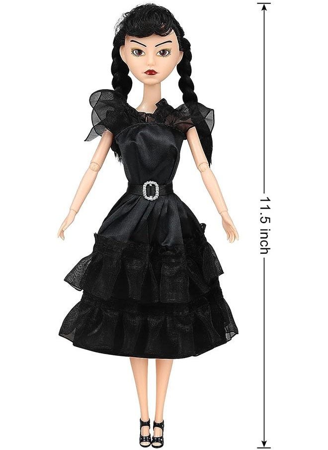 NIBEMINENT - Wednesday Addams Dolls, 11.5 inch Dolls, Black Lip, Black Shoes, Made to Move Dolls,Birthday Gifts for Kids Girls Fans - Image 1
