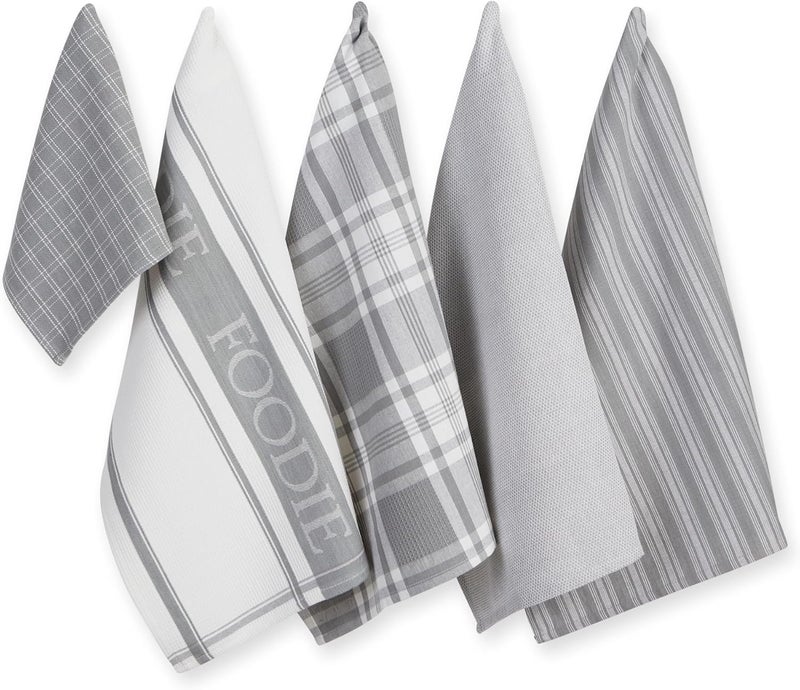 DII Everyday Collection Foodie Kitchen Set, Dishtowel & Dishcloth, Light Gray, 5 Piece - Image 1