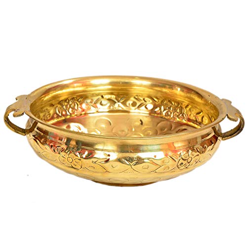 ROLIMOLI Decorative Urli Bowl Flower Design Traditional Floating Flower Bowl for Home Decor Festive Decoration Elegant Finish (8 Inches, 490 g) - Image 1