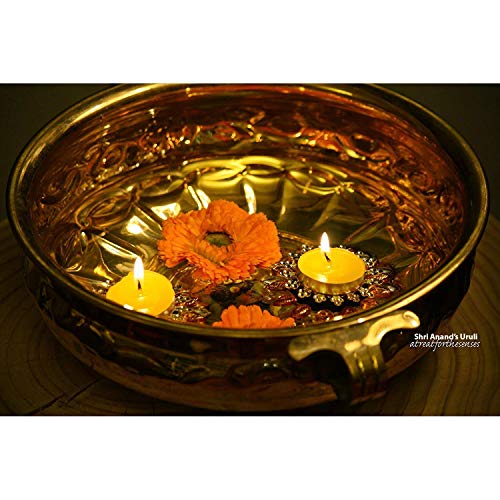 ROLIMOLI Decorative Urli Bowl Flower Design Traditional Floating Flower Bowl for Home Decor Festive Decoration Elegant Finish (8 Inches, 490 g) - Image 4