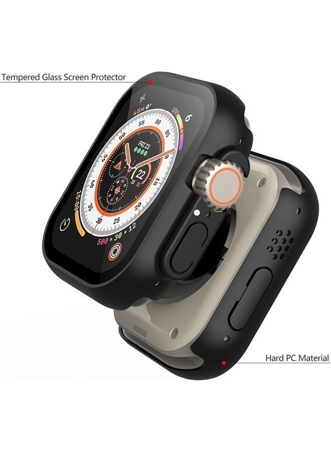 HL-Tech Case for Apple Watch Ultra 3 (2025) / Ultra 2 / Ultra 49mm case with Tempered Film Screen Protector, Full Protective Hard PC Bumper Touch Sensitive HD Screen Cover(49mm,Black) - Image 4